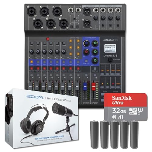 Zoom LiveTrak L-8 Podcast Mixer and Recorder Pack