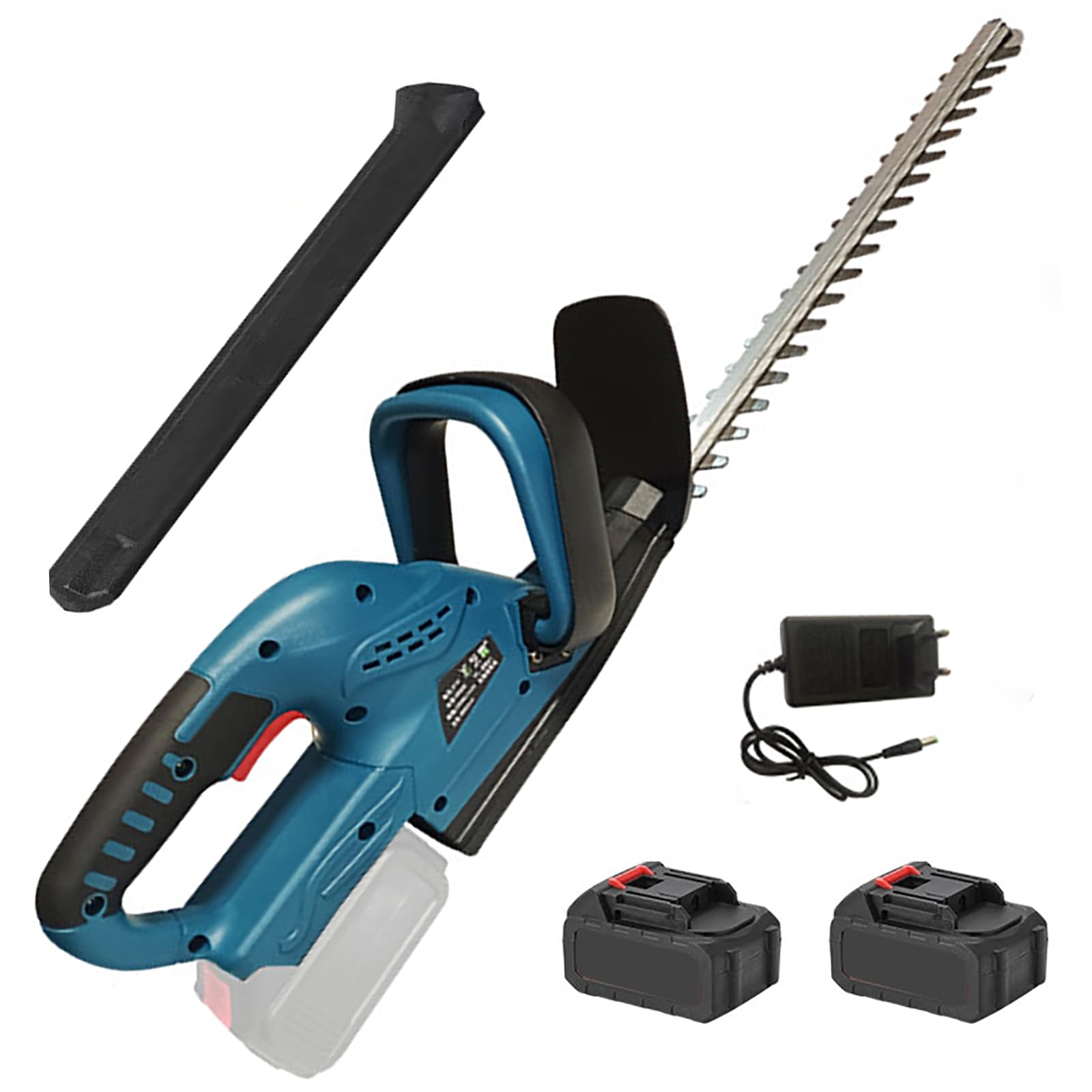 Cortasetos Eléctrico Inalámbrico, Cortasetos Ligero con Dos Baterías de 1300mAH y Cargador, Carga Rápida, Longitud de Hoja de 52 cm, Grosor de Corte de 20 mm, para Cortar Setos, Ramas y Arbustos