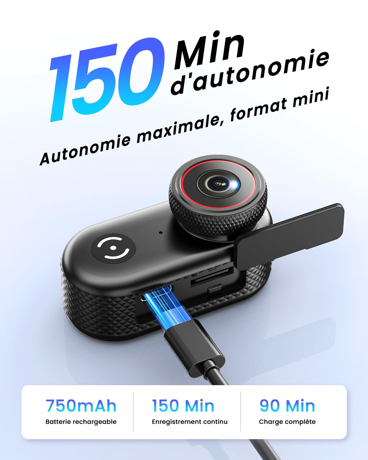 Mini Caméra Sport 4K avec Écran 1.47", Caméra Corporelle Magnétique Portable, POV WiFi, Batterie 150 Min, Idéal Vlog, Vélo, Moto et Piéton (Carte 64Go Incluse)