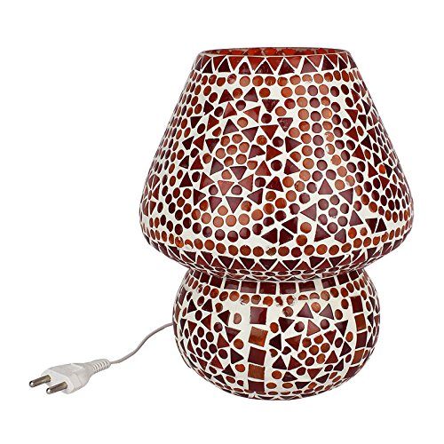 Image of Mushroom Shaped Glass Table lamp for Bedside Living & Home Decoration Turkish Lamp (Red, 6.5 inches, Bulb not Included).