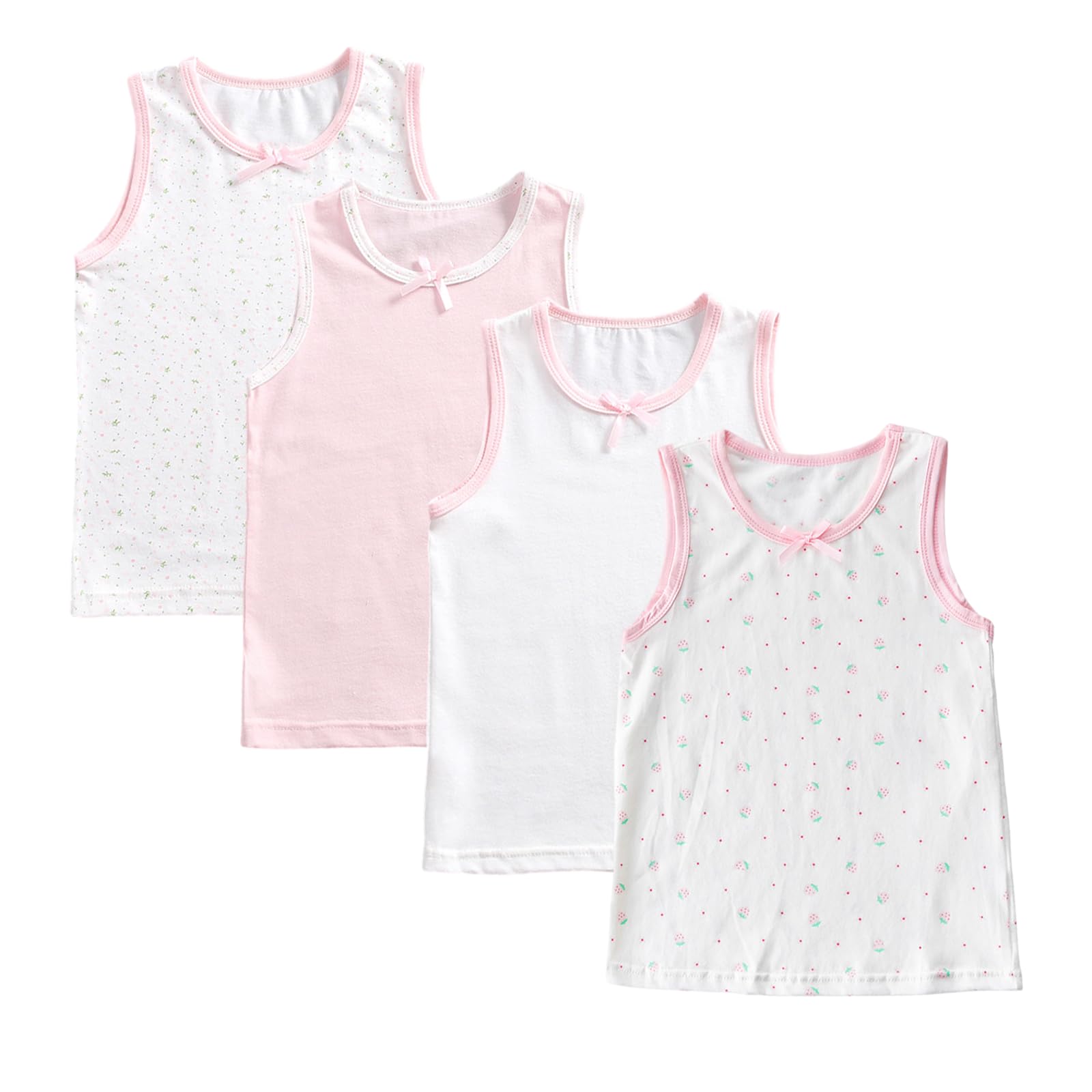 Letoileite 4er-Pack Unterhemden für Kinder und Mädchen Ärmel