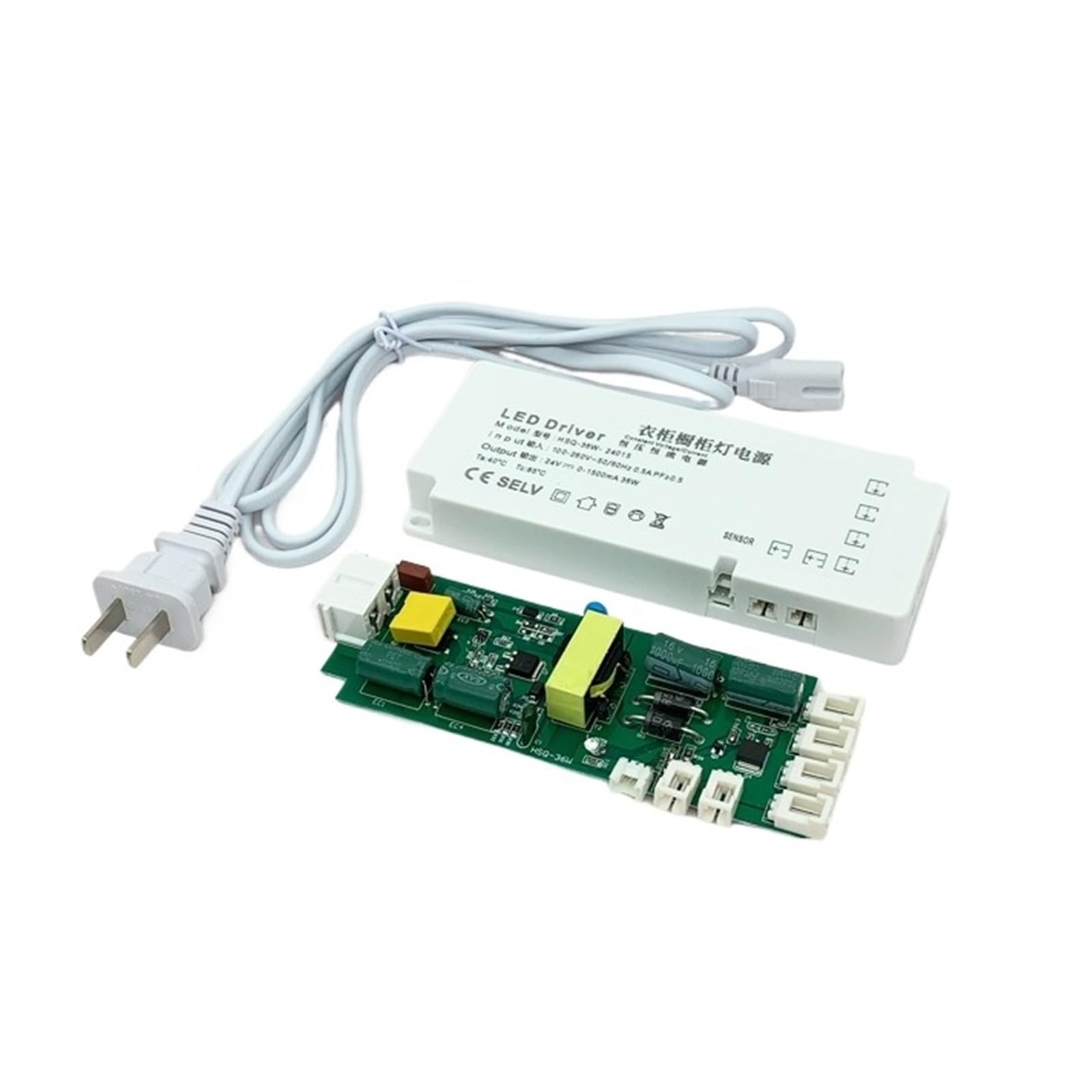 PWANUIGTE LED Ultra-Thin Wardrobe Dedicated Power Supply 12V 24V Interface Induction Switch line Light with Cabinet Transformer(DC24V 36W)