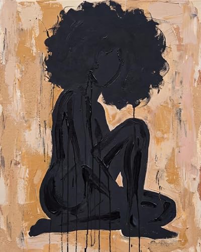 Lawrence Williams Designs Poster - Modern Wall Art - African Woman Abstract with Paint Design, Neutral Style, Contemporary Artwork for Bedroom Living Room Office Decor - 8x10 Unframed Print