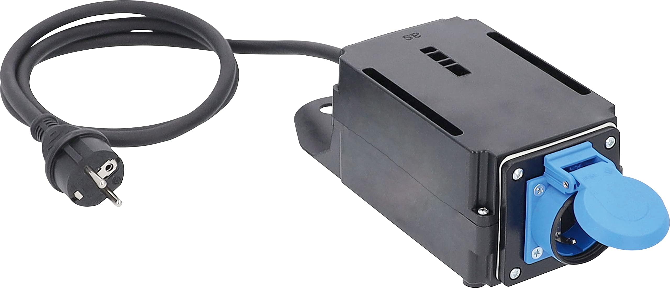 as - Schwabe MIXO inrush current limiter 230 V/16 A Schuko socket with hinged lid max3500 W load capacity H07RN F 3G current limiter with 1.5 m cable & plug IP44, made in Germany, black I 60533