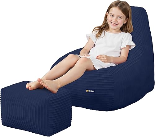 COMAX Silla de Puf para Niños, Sillas de Puf para Niños Pequeños con Otomana para Niños y Niñas, Sofá de Corduroy para Piso con Relleno Incluido,