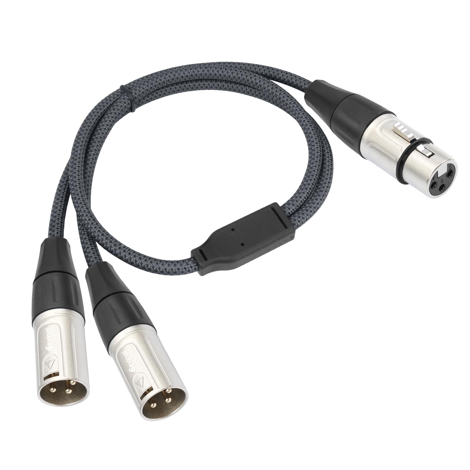 XLR Splitter Cable, Devianl XLR y Splitter 1 Female to 2 Male, Balanced Female to Dual Male Microphone Cord Adapter, 2 FT