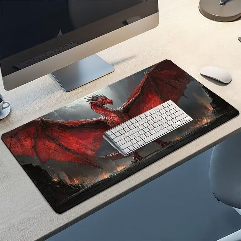 Tappetino Mouse Gaming XXL 1600 x 800 mm Tappetino Antiscivolo Sottomano Da Scrivania Per Mouse e Tastiera, Con Base In Gomma Antiscivolo, Lavabile, Mouse Pad dinosauri, Regalo per Uomo L-639