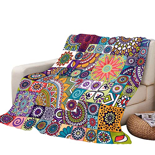 Chickwin Boho Plaid Couverture Polaire, 3D Mandala Totem Couverture en Flanelle Douce Chaudes Légères Couvertures Toutes Saisons Jete de Canape pour Voyager, Lit ou...