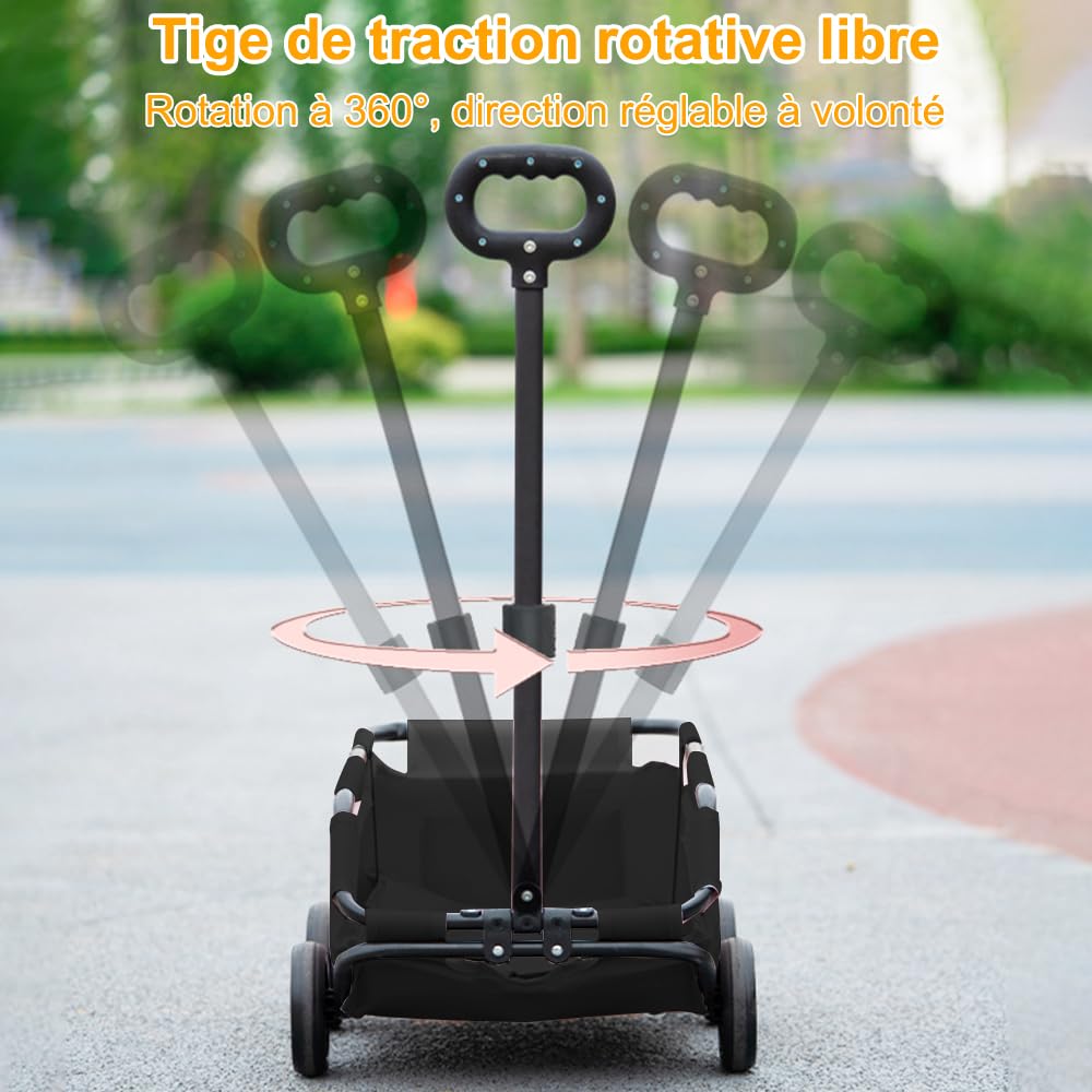 Mini poussette pour animaux de compagnie,4 Roues Poussette Chien pliable,avec poignée de traction extensible en plein air,pour chiens et chats jusqu'à 10 kg,Coussin Lavable
