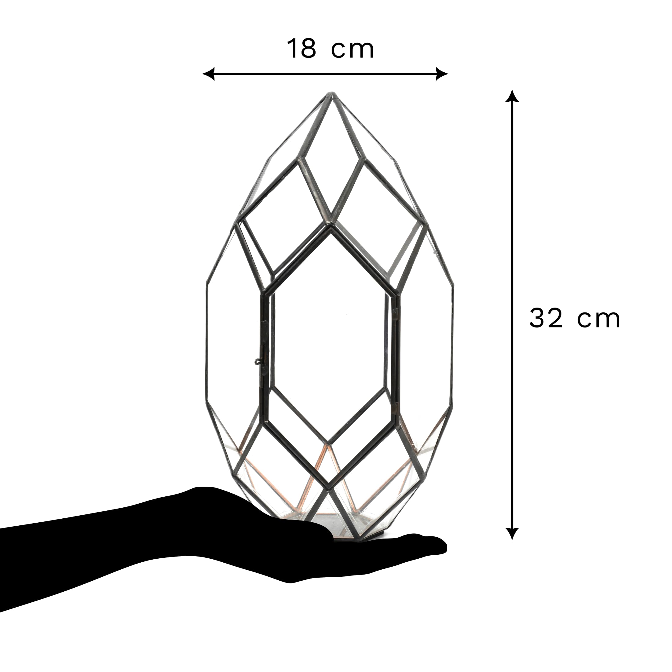 PLUXEA - Kit de Terrarium Complet DIY pour Plantes avec Substrat et 10 Outils Inclus - Structure en Verre Design Géométrique - Écosystème Autonome, Coffret Créatif (sans Plantes)