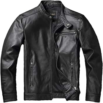 Men Layer Cowhide Plus Size Leather Jacket Slim Classic