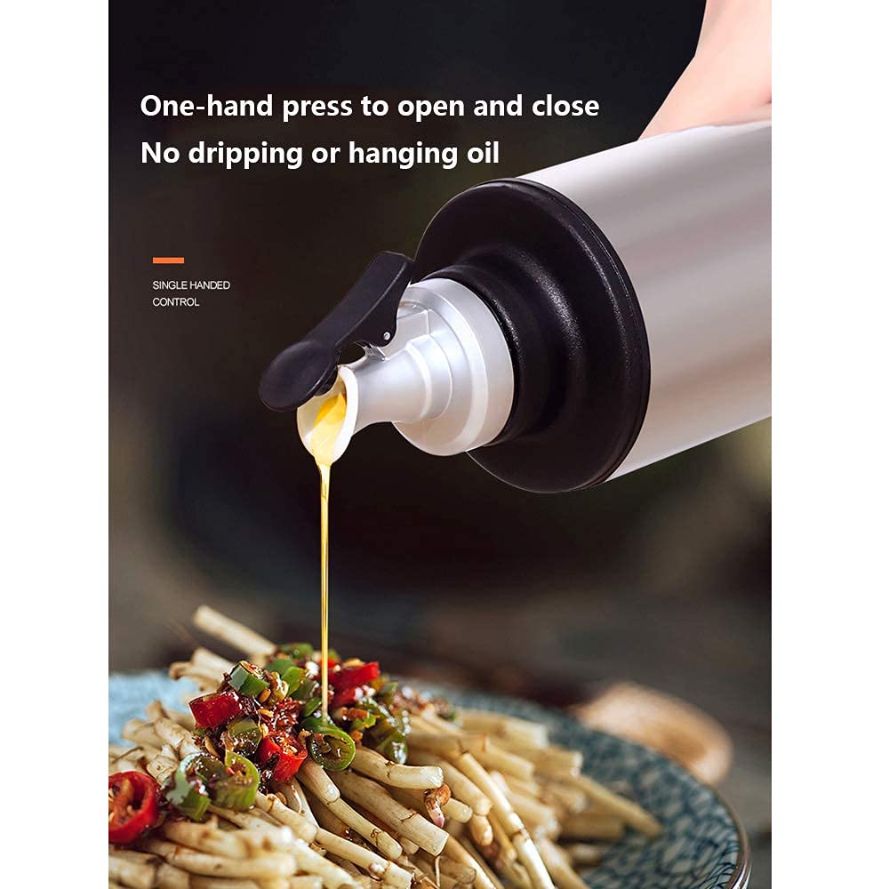 MRKU Ölspenderflasche, auslaufsicher, für Küche, Kochen, Olivenöl, Essig, 650 ml, mit Skala, Glas-Essig-Set