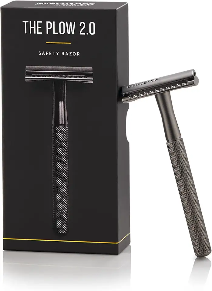 MANSCAPED® The Plow® 2.0 Premium Single Blade Double-Edged Safety Face Razor for Men