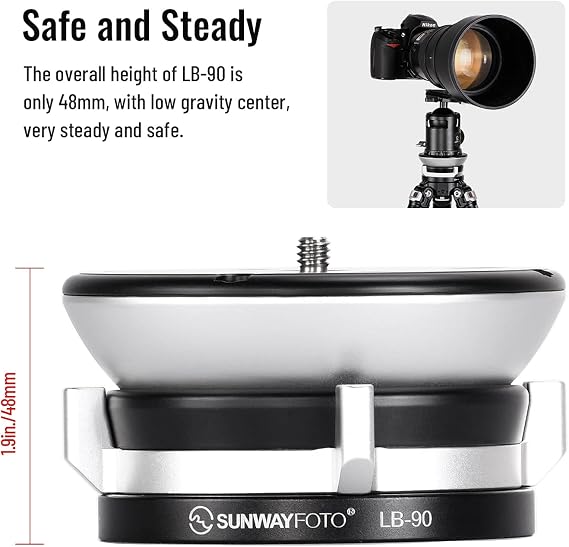 SUNWAYFOTO LB-90 Leveling Base Tripod Head 55 lbs Load Capacity