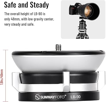 SUNWAYFOTO LB-90 Leveling Base Tripod Head 55 lbs Load Capacity