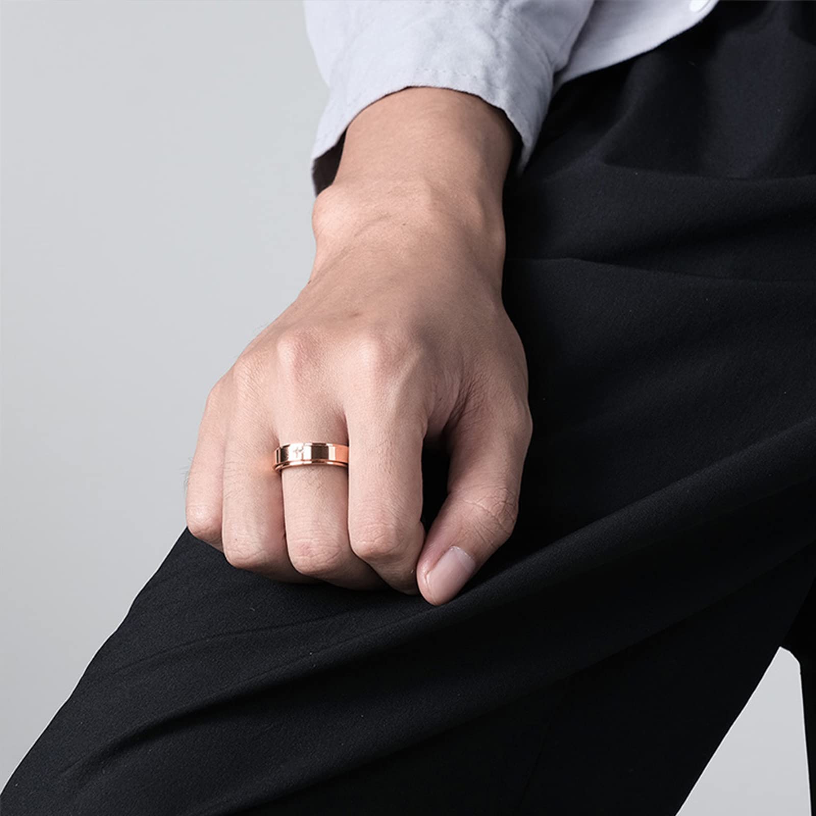 HUASAI Anxiety Ring for Women Fidget Band Ring Moon Sun Star Spinner Rings Stress Relief Rings for Meditation Anti Anxiety Rotating Ring(Cross-R-7)