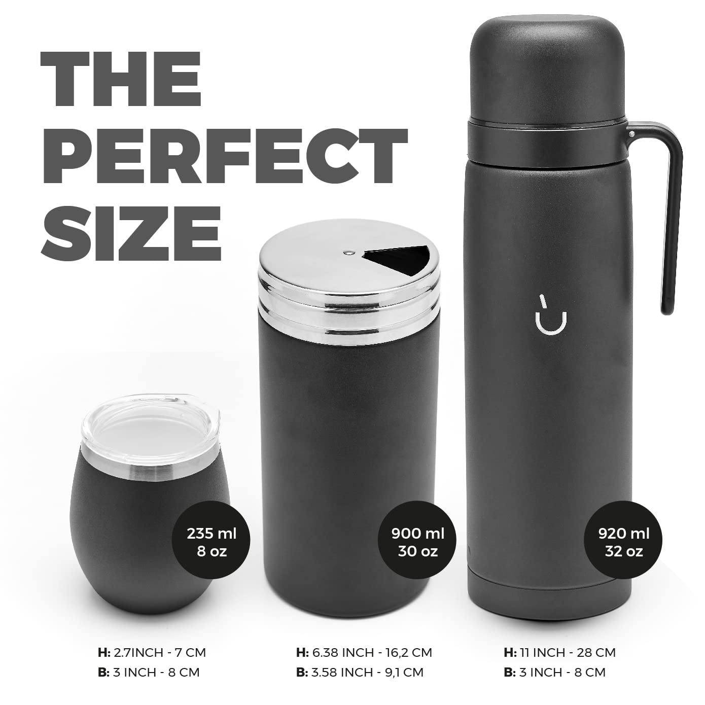 BALIBETOV Set Yerba Mate Completo con Tazza Mate, Thermos, Contenitore Yerba (Yerbero), Bombilla e Spazzola per Pulizia – Kit in Acciaio Inossidabile 304 18/8 a Doppia Parete – Accessori per Mate