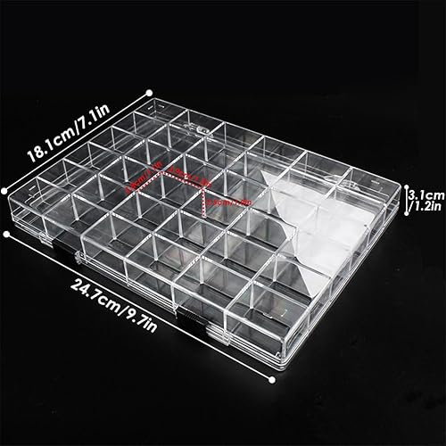 Miniatura 5 de Caja organizadora de plástico transparente de 36 rejillas, contenedor de almacenamiento para manualidades para organizador de cuentas, arte para