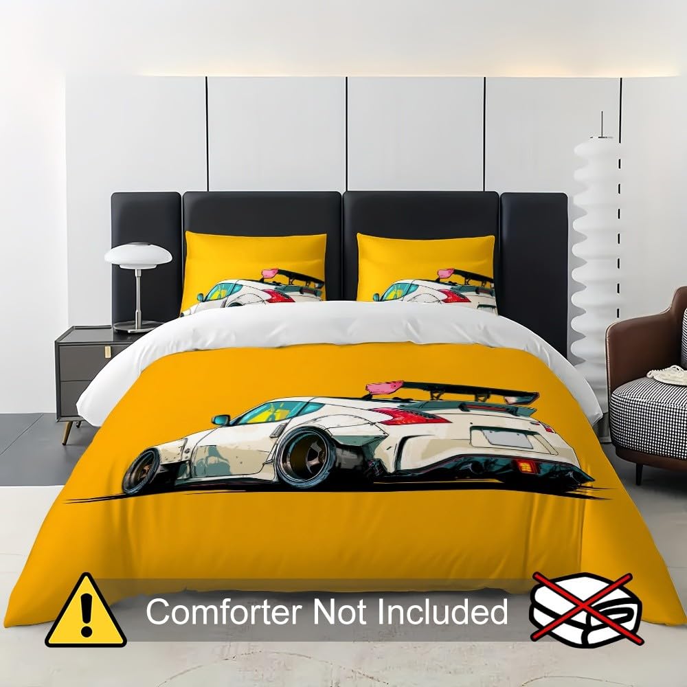 Copripiumino 240x220 cm Giallo 3 pezzi, microfibra ipoallergenica