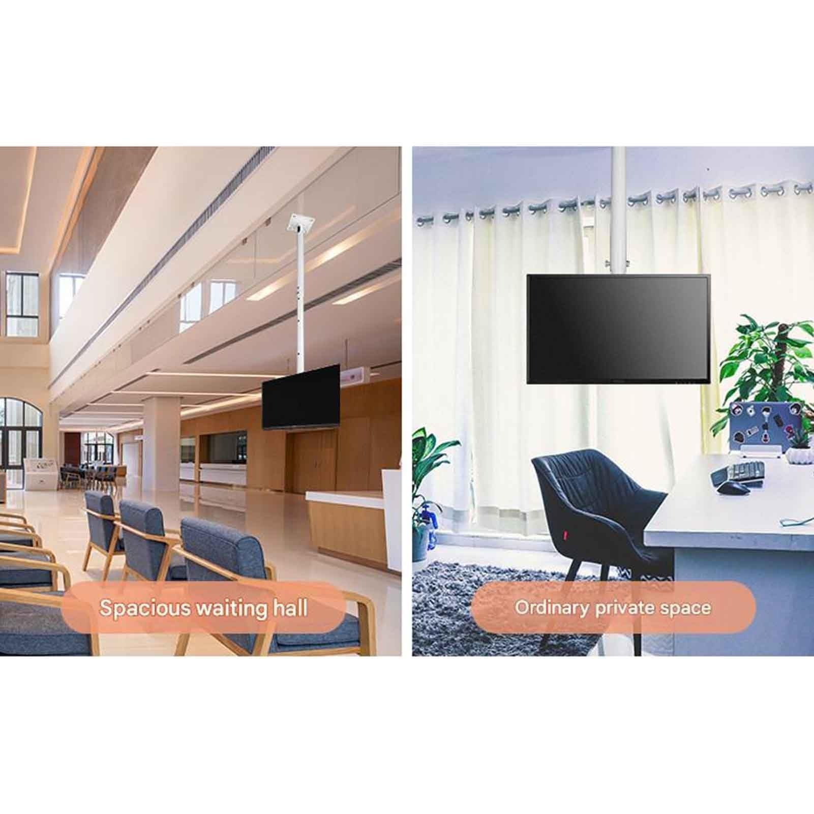 Soporte de Techo Blanco para TV LCD, Soporte telescópico Giratorio Universal para Cajas de luz publicitarias, Altura Ajustable y telescópico(32"-55" TV,3m)