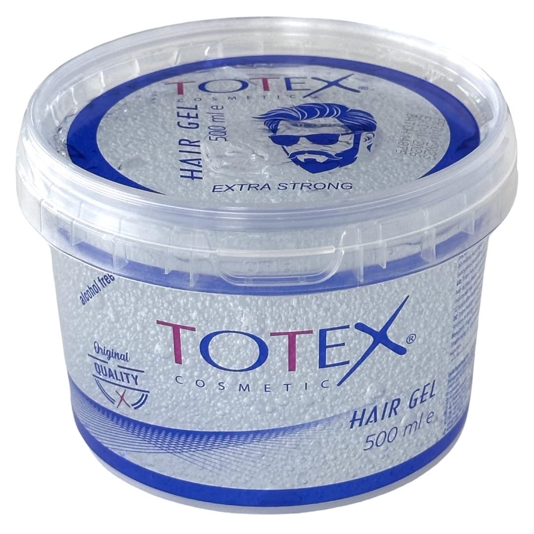 Gel Coiffant Totex Extra Fort Azulène 500 ml | Transparent avec Effet Dur et Brillant pour Coiffures Précises | Sans Alc