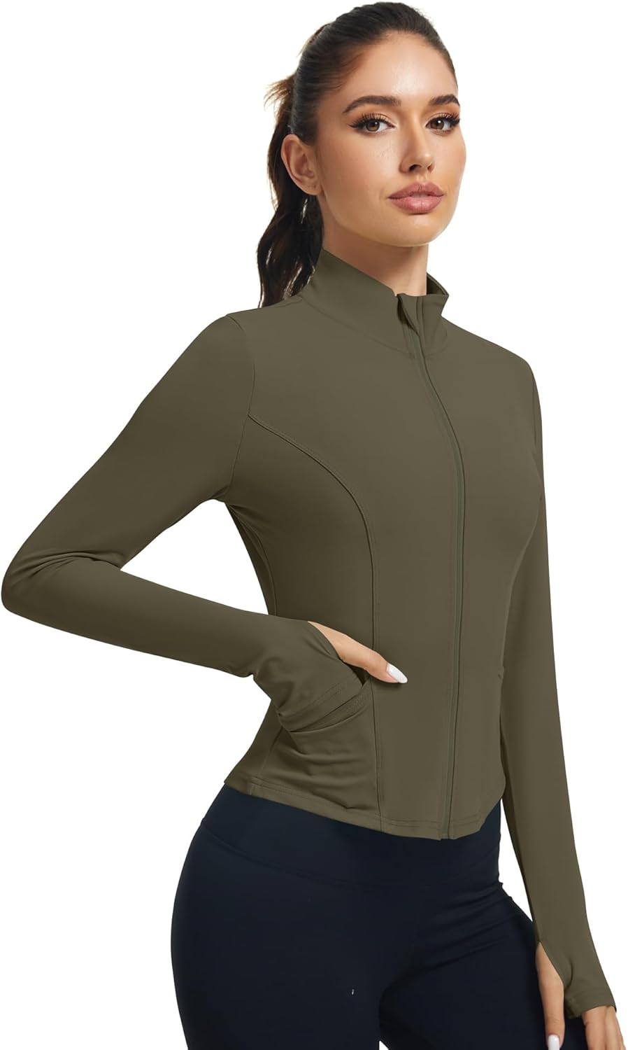 LOMON Women's Athletic Jackets Cropped Long Sleeve Workout Tops Yoga Zip Up Jackets Gym Tops Golf Shirts - Image 3