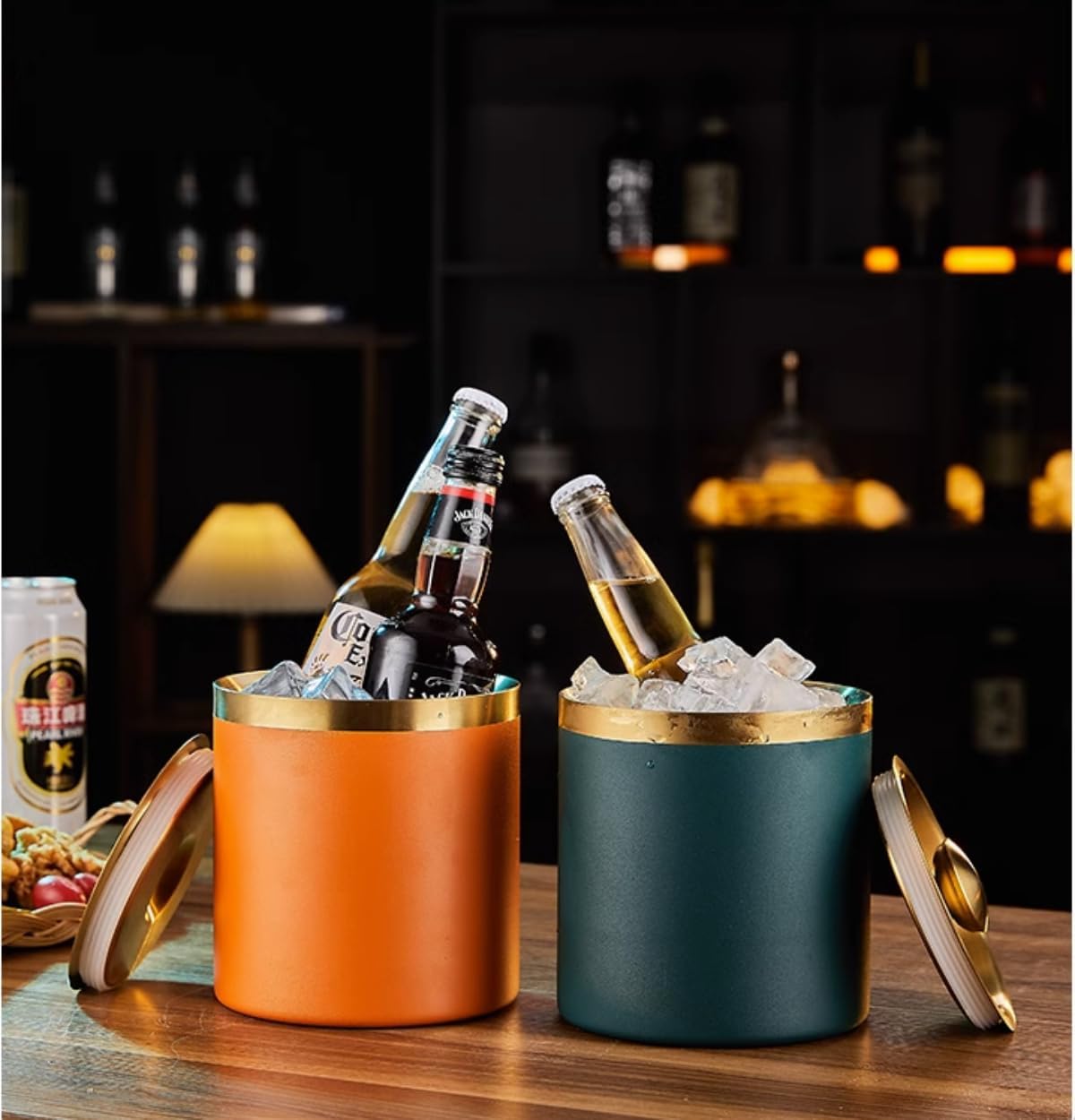 アイスペール 溶けない 二重構造 全ステンレス構造 アイスバケット ステンレス 氷入れ 真空断熱 ハンドルとフタ付 保冷用 2L 3