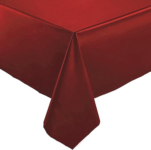 Mantel rectangular de plástico rojo (54 x 108 pulgadas), 1 pieza, desechable y elegante, perfecto para bodas, fiestas y eventos