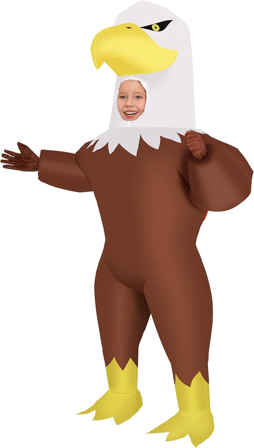 M MH ZONE Halloween Inflatable Costume for Kids Eagle Costume Blow-Up Party with Battery-Powered Fan, Full-Body Funny Cosplay Suit for Halloween, Christmas, Carnival