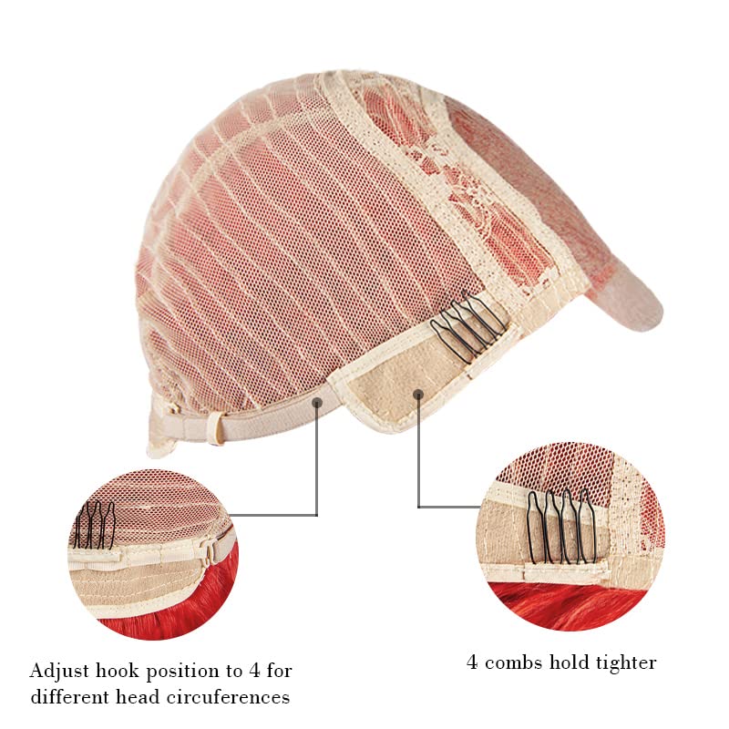 Miniatura 6 de HOSYTIS Peluca roja  Peluca larga de onda roja para mujer, peluca sintética de calor de 28 pulgadas, peluca de repuesto para uso diario, peluca de