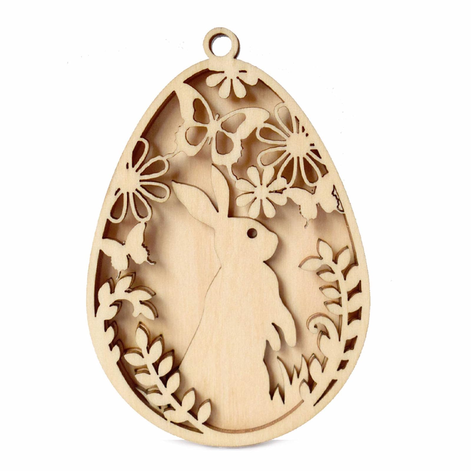 Jazuaiao Rabbits Eggs Shape Wood Cutouts Unfinished Slices Animal Shape Slices for Painting Home Decoration Classroom Art Supplies