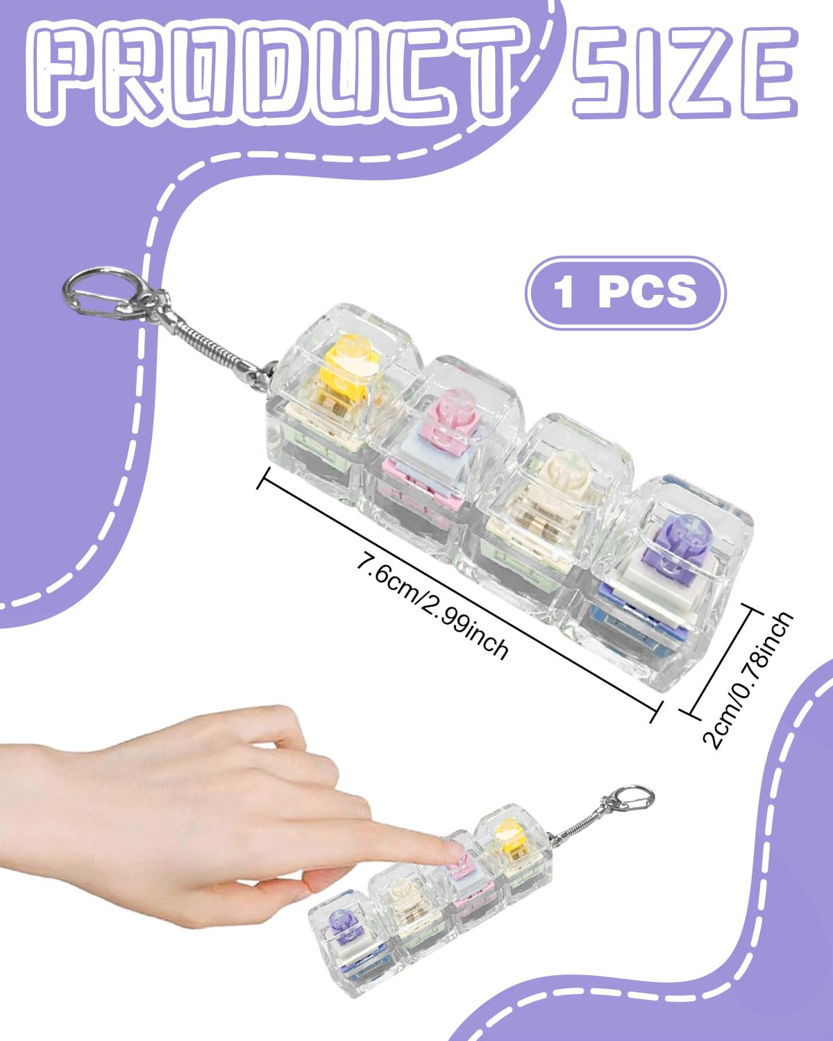 LEEQ Llavero Teclado Fidget Clicker Con Botones De Colores – Juguete Antiestrés Con Sonido Para Aliviar Ansiedad, Decoración Para Mochilas Y Llaves, Regalo Para Estudiantes Y Oficina