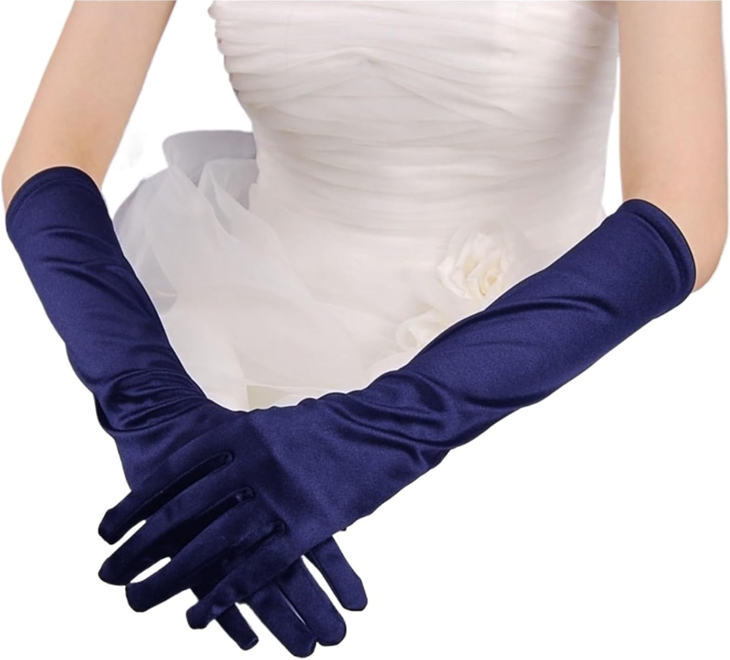 Satin Gloves 6Pair Women's Evening Party Formal Gloves Solid Color Satin Long Finger Mittens