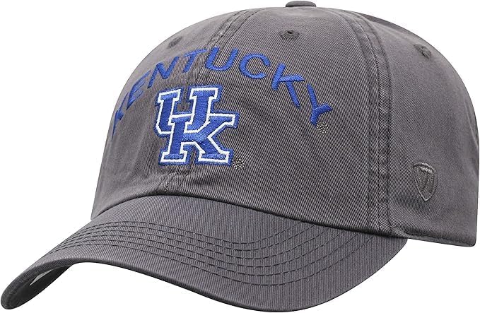Collegiate Charcoal Team Arch Adjustable Hats (US Alpha One Size Kentucky)