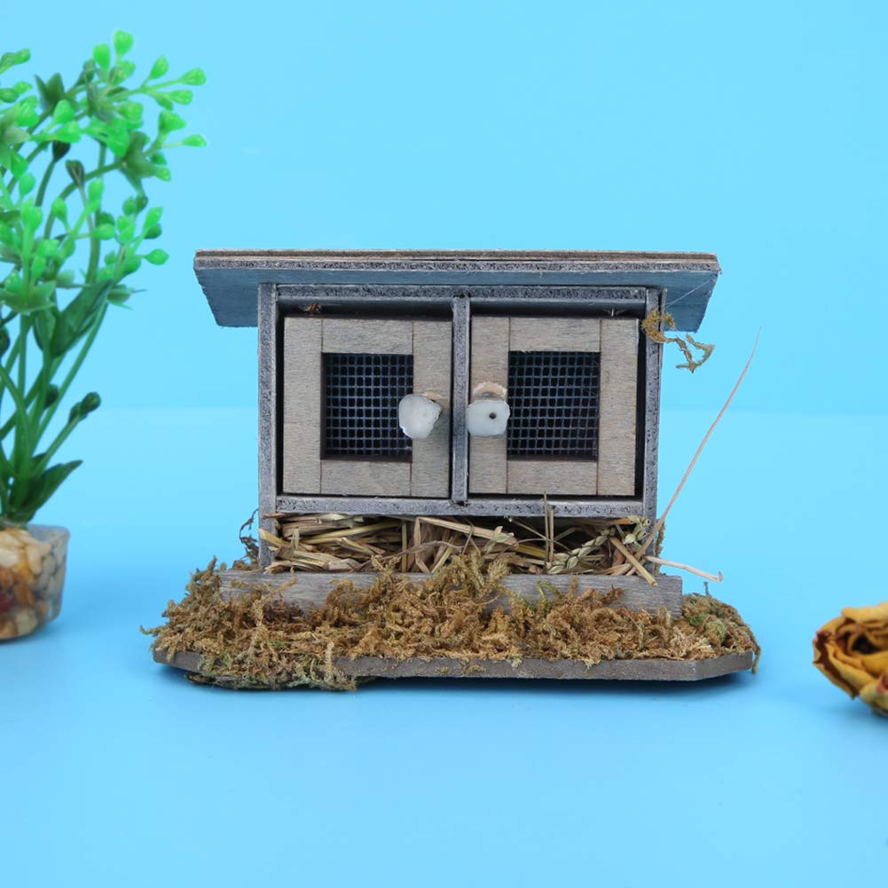 Haofy 1/12 Poppenhuis Kippenhok, Houten Miniatuur Kippenhok, voor