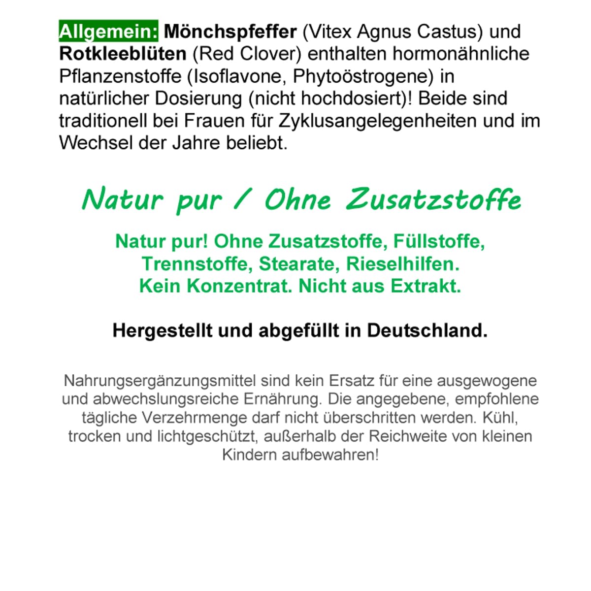 Mönchspfeffer & Rotklee 360 (3x120) Kapseln - Meno Fit Hormon Balance Wechseljahre Menopause - ZYKLUS & HARMONIE - NATUR pur Isoflavone, Phytohormone. KEIN EXTRAKT - OHNE ZUSATZSTOFFE 26870-3