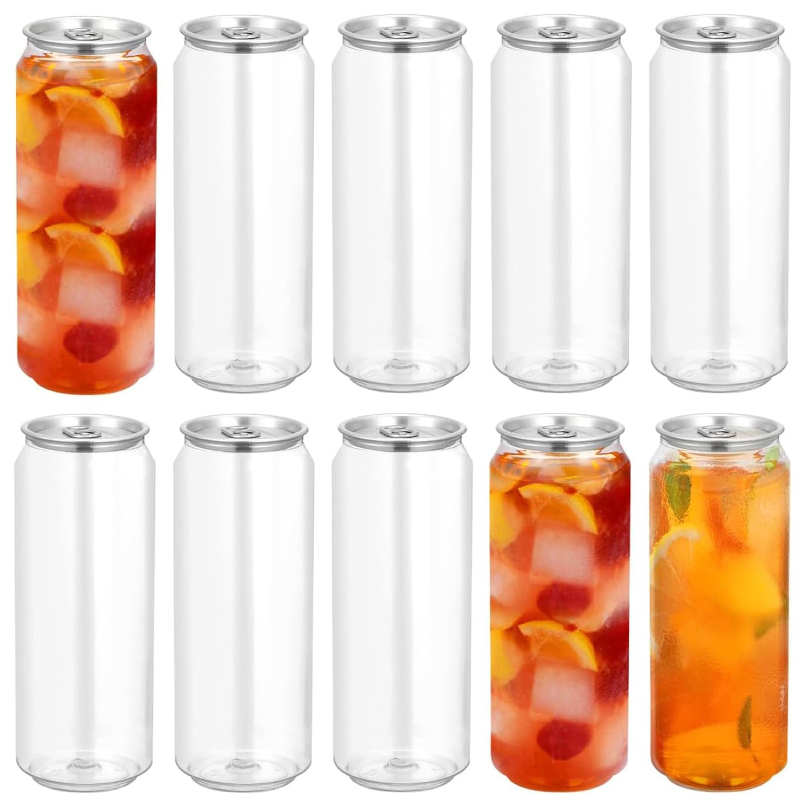 ZEEKYFOR 200-Pack Disposable PET Plastic Can Sealing Cups with Aluminum Lids - Plastic Juice Bottles with Aluminum Pop Can Caps Compatible with Can Sealer Machine 650ml/22oz