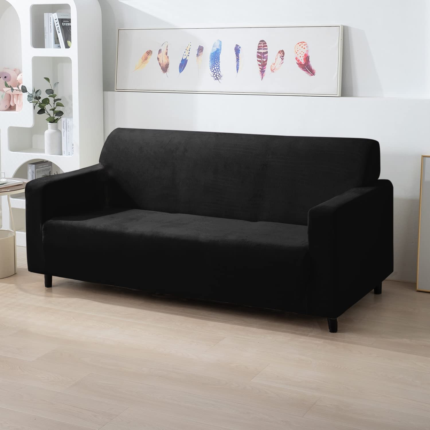 Burgundy Velvet Sofa Cover - 3 Seater -11