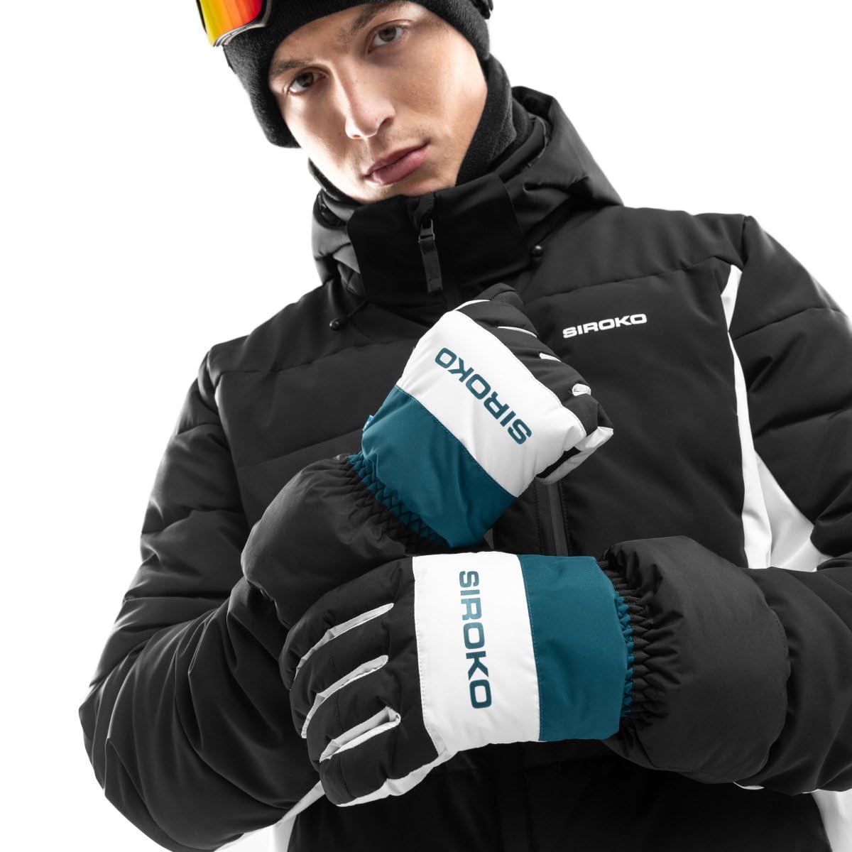 SIROKO Guantes térmicos para esquí esquí y Nieve Misty Black Negro