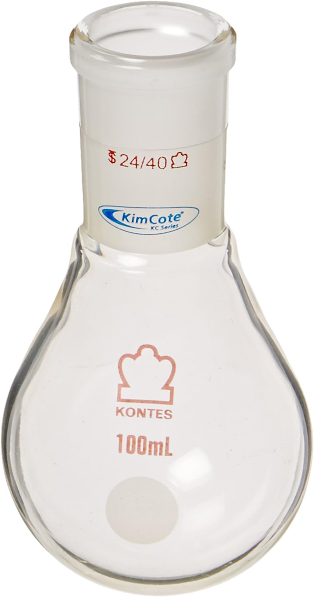 Kontes KC25165-100 Heavy Wall Recovery Flask with Square 24/40 Joint Bead and Plastic Safety Coating, 100mL Capacity