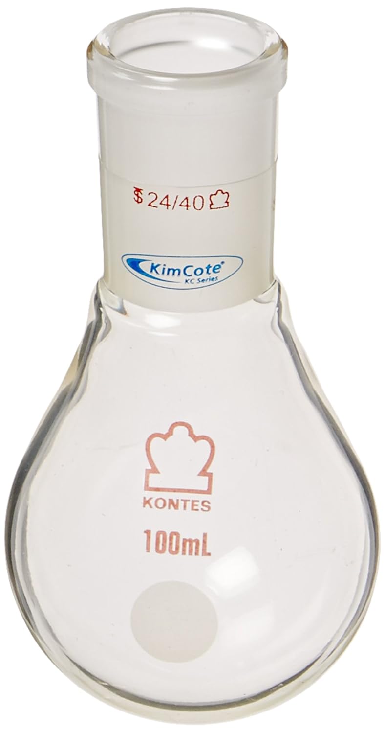 KC25165-100 Heavy Wall Recovery Flask with Square 24/40 Joint Bead and Plastic Safety Coating, 100mL Capacity