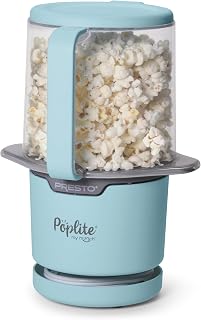 Presto 04811 PopLite My Munch Hot Air Popcorn Popper: 8-Cup Personal Popper with Serving Bowl, Compact & Oil-Free
