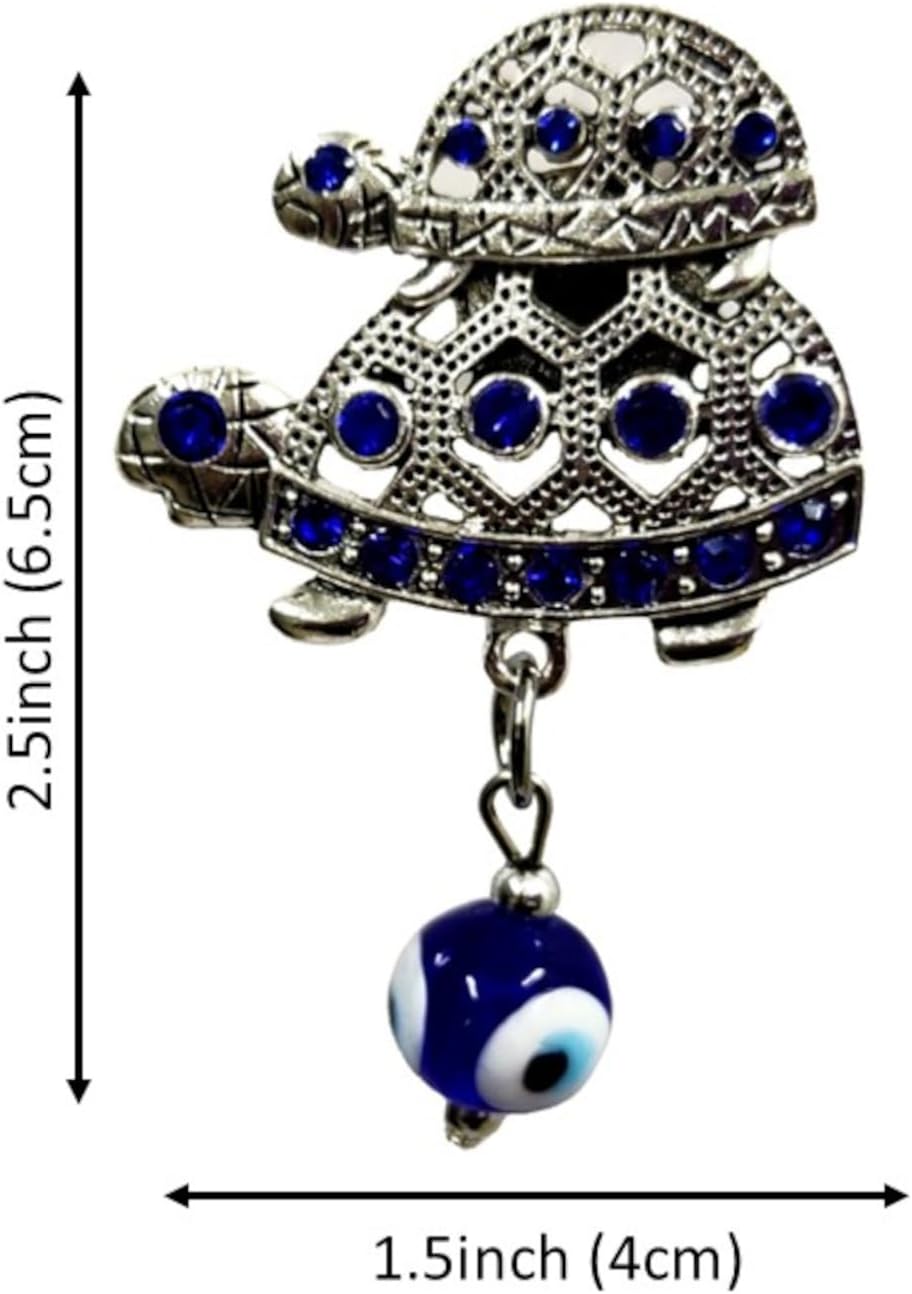 Purpledip Metal Fridge Magnet Tortoise Turtle: Evil Eye Design with Glittering Stones (12759D)