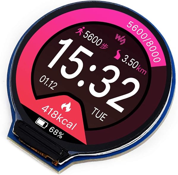 Waveshare 1.28inch Round LCD Module Display for Raspberry Pi/Jetson Nano 65K RGB Colors 240×240 Resolution with SPI Interface Embedded GC9A01 Driver - 1