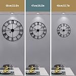 LEIKE Large Wall Clocks for Home Decor,Modern, 16" Round, Rustic, Silent Non Ticking, Battery Operated, Black Metal Roman Numerals, Decorative Clock for Living Room/Bedroom/Kitchen