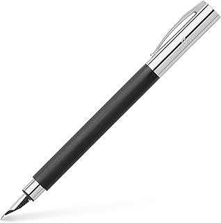 Faber Castell 148141 - Pluma estilográfica con cuerpo en resina, pulida de color negro, plumín de acero inoxidable, trazo F