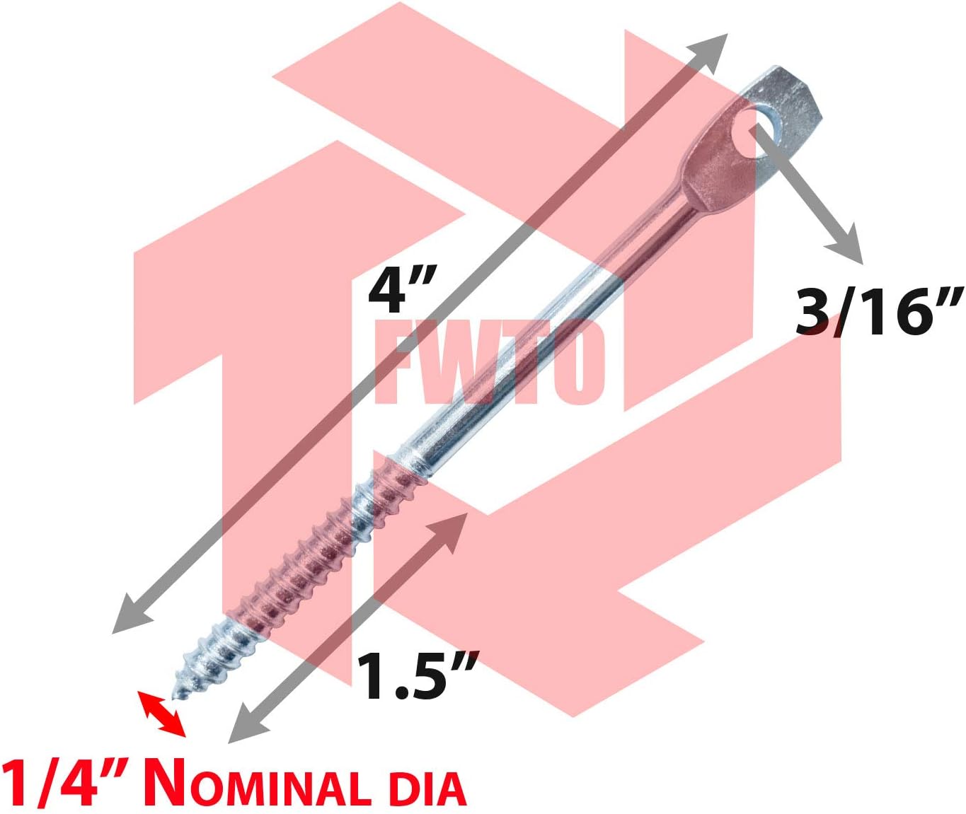 4" Eye Lag Wood Screw Zinc Plated (Qty 200)