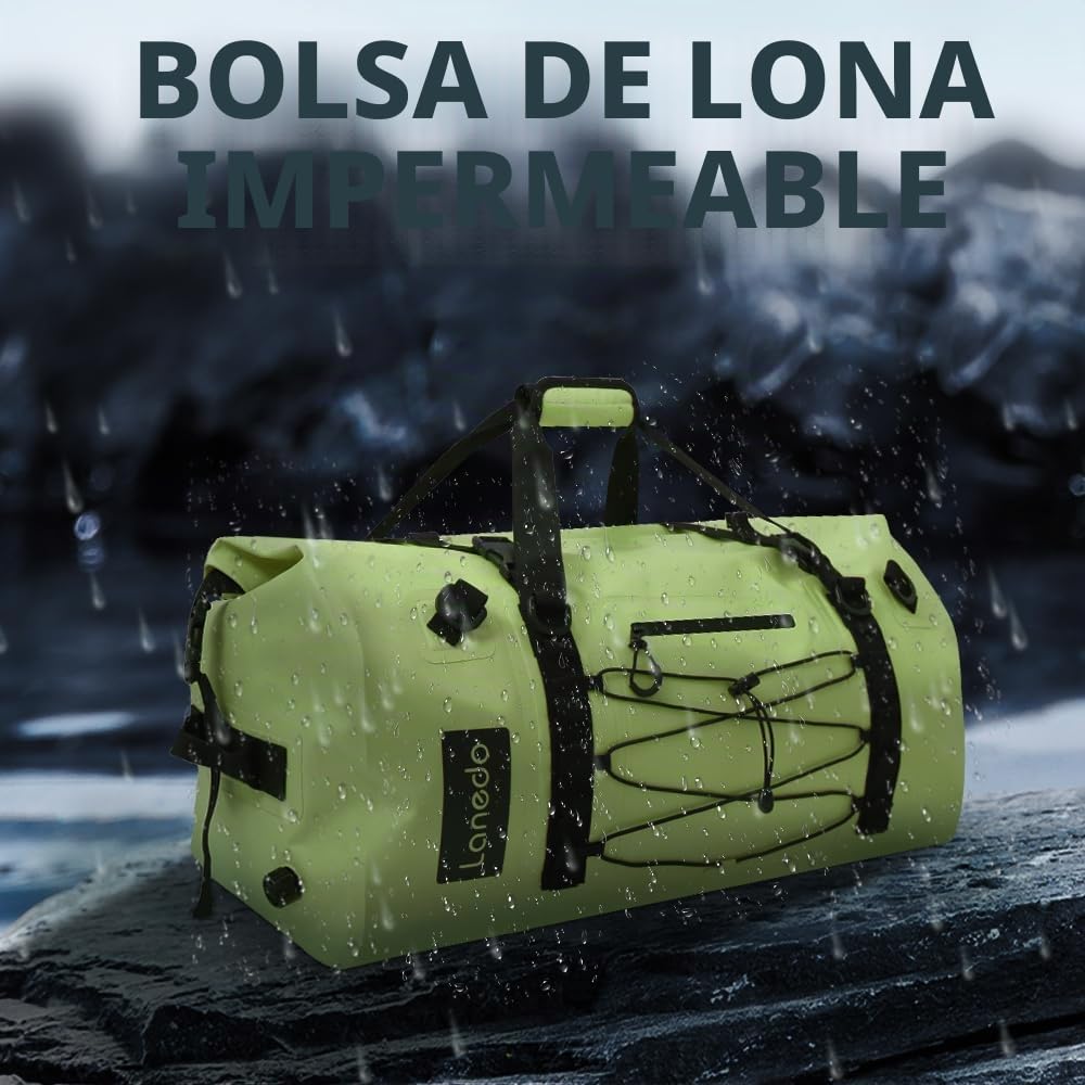 Bolsa de Viaje Impermeable de 80 L, Correas y Asas duraderas, para Kayak, Paddleboard, canotaje, Rafting, Pesca, Camping