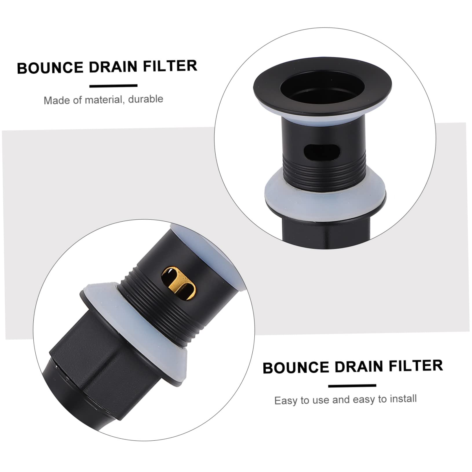 Tapón de Fregadero de Rebote de Acero Inoxidable y Cobre Negro | 1 Pieza, Recoge Residuos y Filtra Restos, Instalación Sencilla, para Lavabo de Baño Rebose