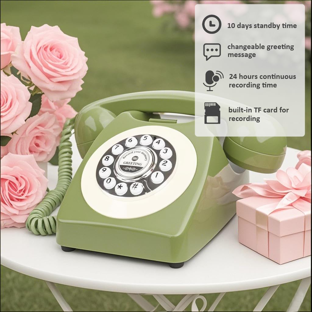 Livre d'or audio à enregistrement vocal – Livre d'or pour mariages, fêtes prénuptiales, anniversaires | Enregistreur vocal rétro | Téléphone à mémoire rechargeable par USB | Cadeau de mariage